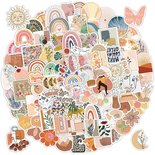 vcsjw 100 Stück Boho Sticker Aesthetic,Stickers Aesthetic Aufkleber,Wasserdicht Sticker Set für Laptop Skateboard Scrapbook Geschenk Dekorationen (5-7cm) von vcsjw