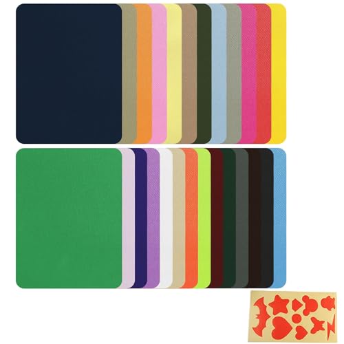 26 Stück Flicken zum Aufbügeln,26 Farben Bügelflicken,Aufbügel Patches,Stoff-Reparaturflicken,Jeans-Aufbügelflicken,Kleidung-Aufbügelflicken,Lochreparatur und DIY Dekoration (12,5 x 9,5 cm) von vcsjw