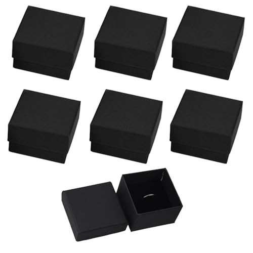 6 Pack Kraft Kleine Schmuckschachtel,Geschenkkarton mit Deckel,Geschenkboxen,Gift Box,Schmuckschatulle,Ring Schachteln,Schwarz Schmuck Verpackung für Armbänder Ringe Ohrringe Halskette (5x5x3.7cm) von vcsjw