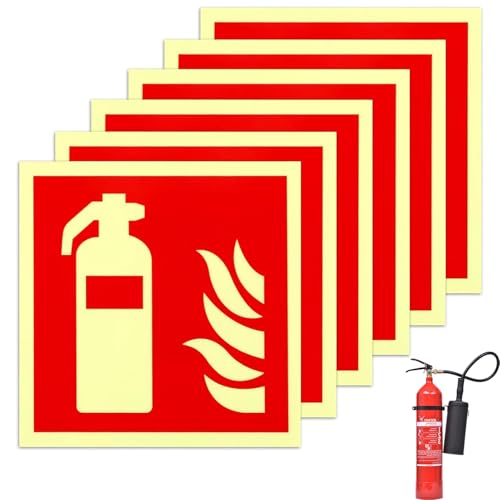 6 Stück Feuerlöscher Schild,Schild Feuerlöscher, Alternative Zum Feuerlöscher Schild,Hinweisschilder Feuerlöscher, Selbstklebende Brandschutzschild Feuerlöscher Aufkleber,Für Haus, Büro(150 * 150mm) von vcsjw