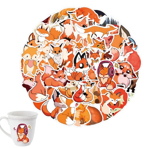 60 Stück Fox Sticker,Fox Aufkleber,Tier Fox Aufkleber,Tiere Wasserdicht Vinyl Aufkleber,Cute Fuchs Aufkleber,Sticker Aesthetic Für Scrapbook Skateboard Auto Gepäck Karten Für Kinder Jugendliche von vcsjw