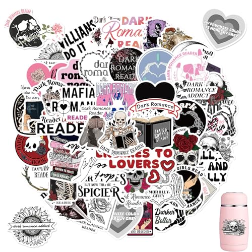 Dark Romance Sticker,50 Stück Dunkle Aesthetic Leser Sticker Set,Wasserdichte Dark Romanticism Aufkleber für Scrapbook Skateboard Laptop Wasserflasche von vcsjw