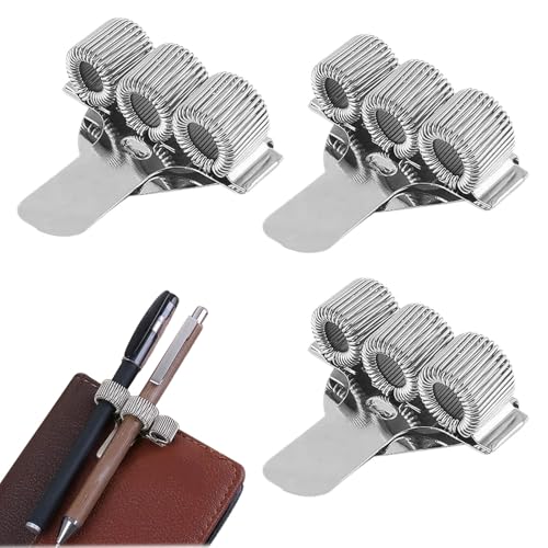 Pen Holder,3pcs Stifthalter mit 3 Löchern,Edelstahl Stifthalter Clips,Stiftehalter Kasack,Krankenschwester Zubehör,Nurse Accessories,Pflege Zubehör für Arzt Krankenschwester Uniform Notizbuch(Silber) von vcsjw