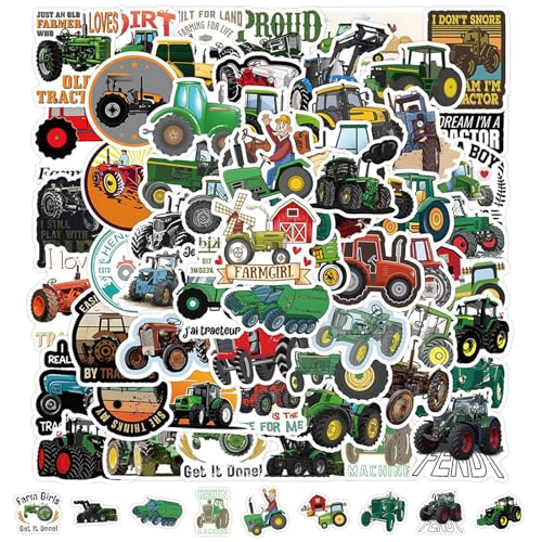 Traktor Sticker,60 Stück Traktor Aufkleber,Wasserfeste Aufkleber,Bagger Sticker,Sticker Fahrzeuge,Sticker Traktor,Auto Sticker für Koffer Auto Skateboard Laptop Scrapbook DIY (4-8cm) von vcsjw