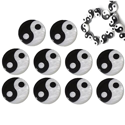 vepoty 8mm Tai Bagua Shell Perlen Charm Anhänger Schwarz Weiß Runden Klatsch Yin Yang Perlen Für Schmuck Making DIY Hairpin Geschenk von Vepoty