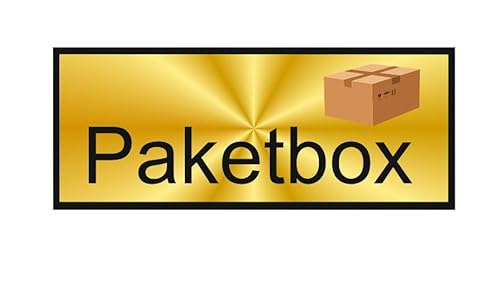 Paketbox Aufkleber zur Kennzeichnung Ihrer Paketbox in verschiedene Größen und Designs (RMw10/10) (gold gelb mit schwarzen Rand, 10cm Länge) von verkauflade by Chr/Su