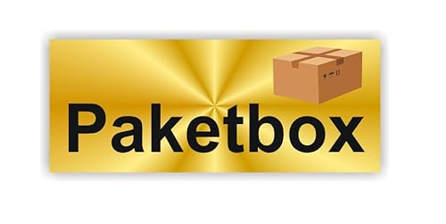 Paketbox Aufkleber zur Kennzeichnung Ihrer Paketbox in verschiedene Größen und Designs (RMw10/2) (gold gelb, 15cm Länge) von verkauflade by Chr/Su