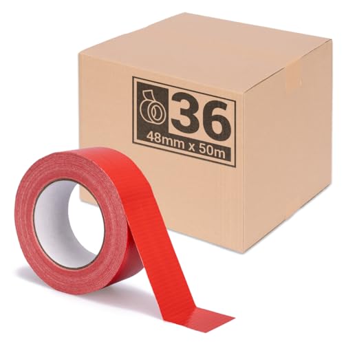 verpacking Premium Panzertape 50 m x 48 mm Rot Gewebeband Gaffa Tape Reparaturband hohe Klebekraft Klebeband mit Naturkautschuk-Kleber (36 Stück) von verpacking