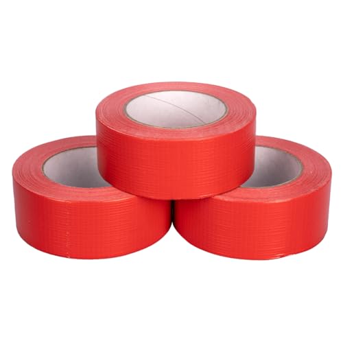 verpacking Premium Panzertape 50 m x 48 mm Rot Gewebeband Gaffa Tape Reparaturband hohe Klebekraft Klebeband mit Naturkautschuk-Kleber (3 Stück) von verpacking