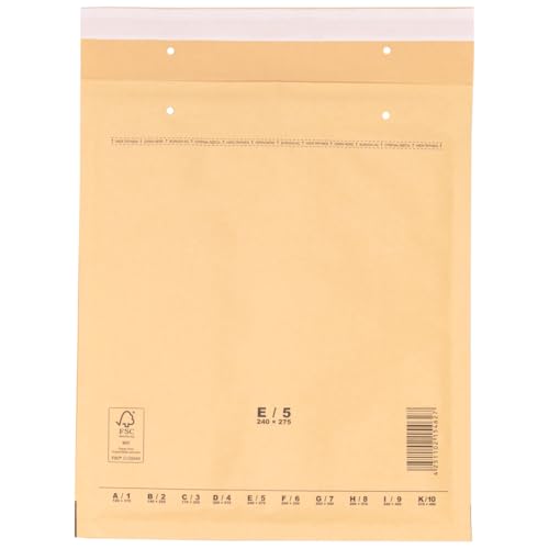 verpacking Luftpolstertaschen Versandtaschen Luftpolsterumschlag E5, Innenmaß 220 x 265 mm (Außenmaß 240 x 275 mm) Braun Polsterumschläge selbstklebend geeignet für DIN B5+ (50 Stück) von verpacking