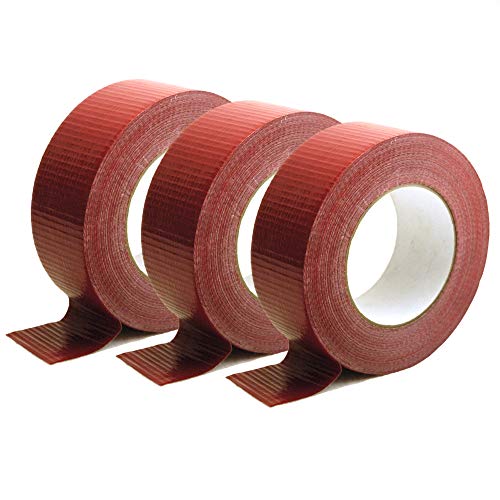 verpacking Gewebeband Panzertape 48,5mm x 50m (3 Rollen, Rot) Gewebeklebeband Innen und Außen hohe Klebekraft Klebeband von verpacking