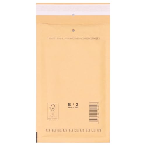 verpacking Luftpolstertaschen Versandtaschen Luftpolsterumschlag B2, Innenmaß 120 x 215 mm (Außenmaß 140 x 225 mm) Braun Polsterumschläge selbstklebend geeignet für DIN A6+ C6 (100 Stück) von verpacking