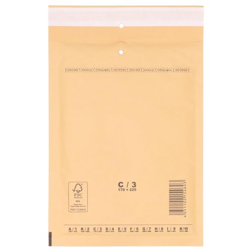 verpacking Luftpolstertaschen Versandtaschen Luftpolsterumschlag C3, Innenmaß 150 x 215 mm (Außenmaß 170 x 225 mm) Braun Polsterumschläge selbstklebend geeignet für DIN A5 B6+ (100 Stück) von verpacking