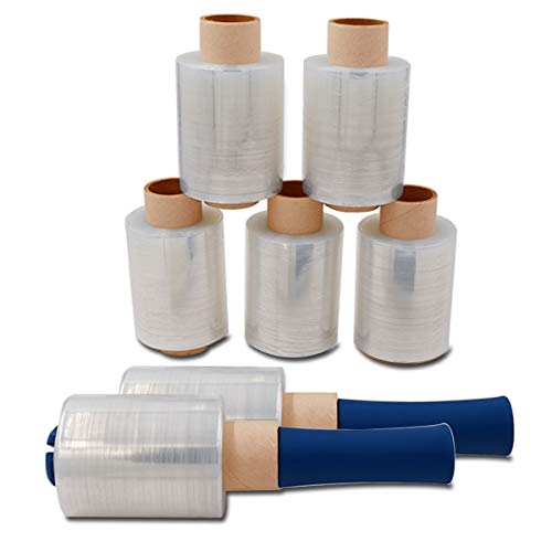 verpacking Mini-Stretchfolie 23 my stark 100 mm x 150 m rei? fest, dehnbar & zuverl??ssig Handstretchfolie Stretchfolie Verpackungsfolie (6 Rollen + 2 Abroller) von verpacking