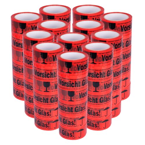 verpacking PP-Klebeband 50 mm x 66 m Vorsicht Glas [Ausf??hrung, Farbe & St??ckzahl w??hlbar] leise abrollend Paketklebeband Packband Verpackungsklebeband 72 Rollen von verpacking