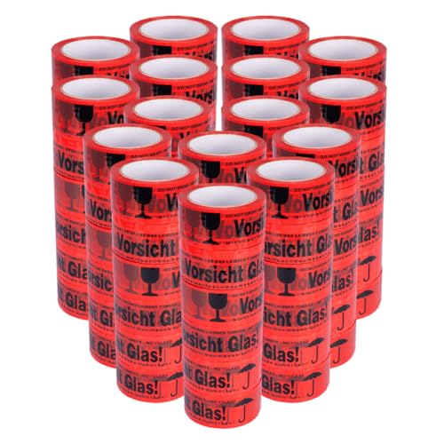 verpacking PP-Klebeband 50 mm x 66 m Vorsicht Glas [Ausf??hrung, Farbe & St??ckzahl w??hlbar] leise abrollend Paketklebeband Packband Verpackungsklebeband 96 Rollen von verpacking