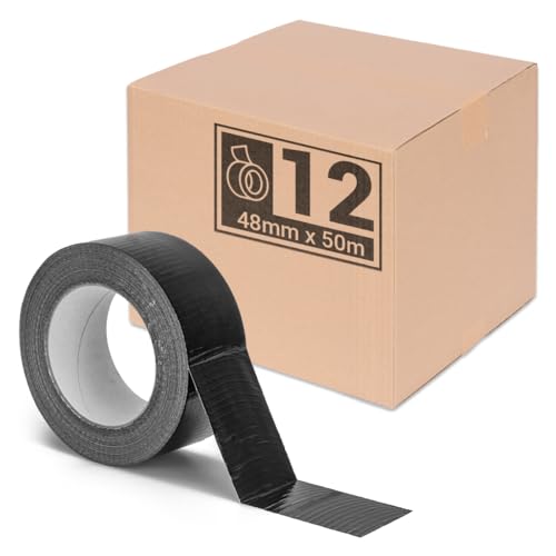 verpacking Premium Panzertape 50 m x 48 mm Gewebeband Gaffa Tape Reparaturband hohe Klebekraft Klebeband mit Naturkautschuk-Kleber (12 Stück) von verpacking