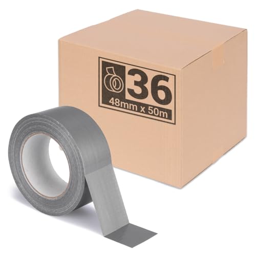 verpacking Premium Panzertape 50 m x 48 mm Silber Gewebeband Gaffa Tape Reparaturband hohe Klebekraft Klebeband mit Naturkautschuk-Kleber (36 Stück) von verpacking