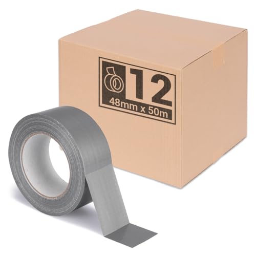 verpacking Premium Panzertape 50 m x 48 mm Silber Gewebeband Gaffa Tape Reparaturband hohe Klebekraft Klebeband mit Naturkautschuk-Kleber (12 Stück) von verpacking