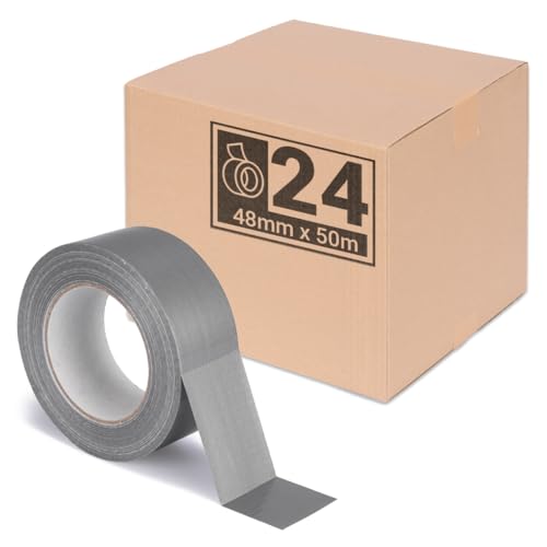 verpacking Premium Panzertape 50 m x 48 mm Silber Gewebeband Gaffa Tape Reparaturband hohe Klebekraft Klebeband mit Naturkautschuk-Kleber (24 Stück) von verpacking