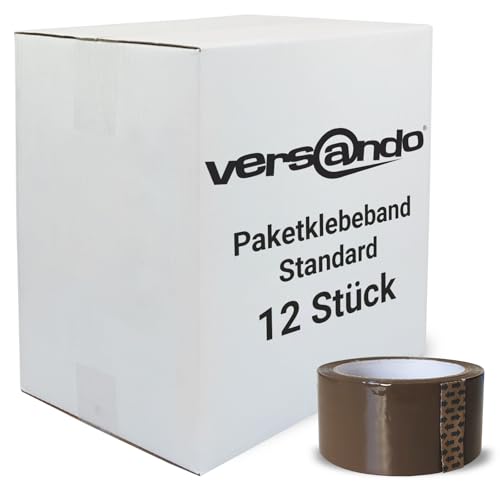 versando 12x Packband braun 66m Klebeband zum Verpacken von Paketen + Kartons - starke Klebekraft 12 Rollen von versando