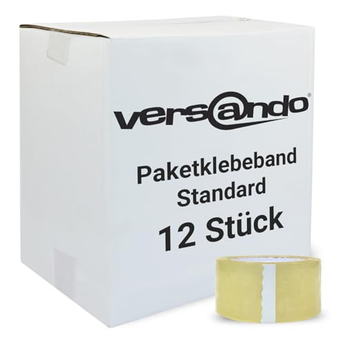 versando 12x Packband transparent 66m Klebeband zum Verpacken von Paketen + Kartons - starke Klebekraft 12 Rollen von versando