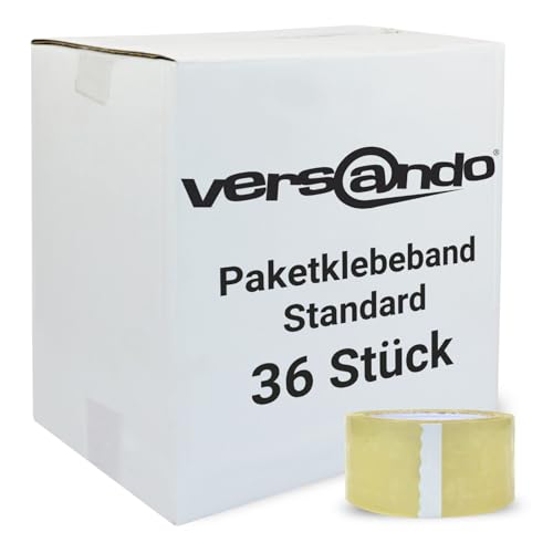 versando 36x Packband transparent 66m Klebeband zum Verpacken von Paketen + Kartons - starke Klebekraft 36 Rollen (1 Karton) von versando