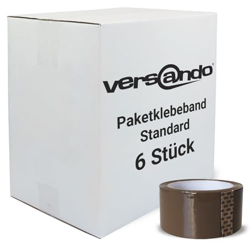 versando 6x Packband braun 66m Klebeband zum Verpacken von Paketen + Kartons - starke Klebekraft 6 Rollen von versando