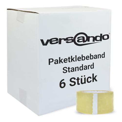 versando 6x Packband transparent 66m Klebeband zum Verpacken von Paketen + Kartons - starke Klebekraft 6 Rollen von versando