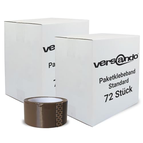 versando 72x Packband braun 66m Klebeband zum Verpacken von Paketen + Kartons - starke Klebekraft 72 Rollen (2 Karton) von versando