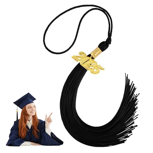 Quaste Graduierung,Abschluss Quaste,1PCS 2025 Anhänger Quaste,Schwarze 2025 Abschlussquaste,Jahreszahl Anhänger Für Bachelor Master Doktorhut,Goldene Glänzende Charms-Quaste Für Abschlussfeiern von veyaltedl