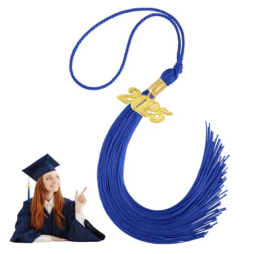 Quaste Graduierung,Abschluss Quaste,1PCS 2025 Anhänger Quaste,saphirblau 2025 Abschlussquaste,Jahreszahl Anhänger Für Bachelor Master Doktorhut,Abschluss-Quaste 2025 mit goldenen Charm-Dekorationen von veyaltedl