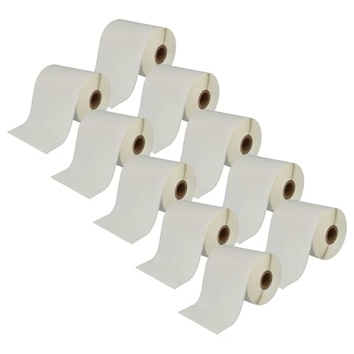 vhbw 10x Etiketten-Rolle 102mm x 44,3m (1 Etikette) Ersatz für Brother RD-S01E2 für Etiketten-Drucker von vhbw