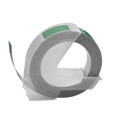 vhbw 1x 3D Prägeband-Schriftband-Kassette kompatibel mit Dymo Xpress 12965, Xpress Pro 12966 Etiketten-Drucker 3m x 9mm Weiß auf Grün von vhbw