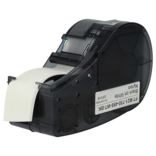 vhbw 1x Schriftband-Kassette Ersatz für Brady BM21-750-499 für Etiketten-Drucker 19,05mm Schwarz auf Weiß, Nylon von vhbw