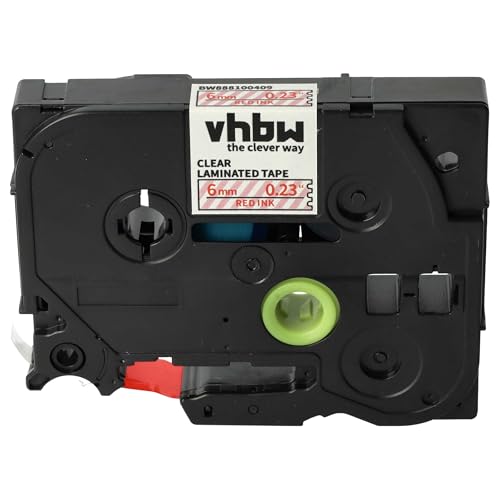 vhbw 1x Schriftband-Kassette Ersatz für Brother TZE-112 für Etiketten-Drucker 6mm Rot auf Transparent von vhbw