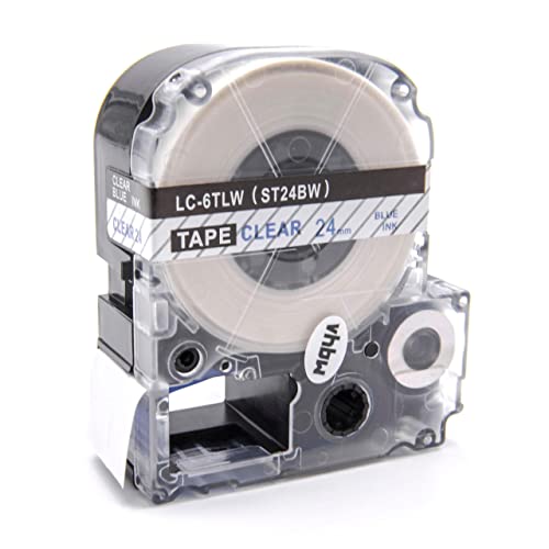 vhbw 1x Schriftband-Kassette Ersatz für Epson LC-6TLW für Etiketten-Drucker 8m x 24mm Blau auf Transparent von vhbw