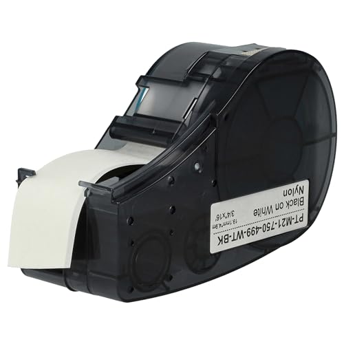 vhbw 1x Schriftband-Kassette kompatibel mit Brady BMP21-LAB, IDPAL, M210, LABPAL, BMP21 Plus Etiketten-Drucker 19,05mm Schwarz auf Weiß, Nylon von vhbw