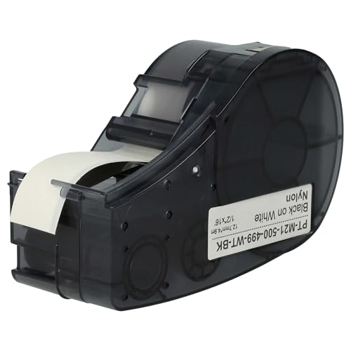 vhbw 1x Schriftband-Kassette kompatibel mit Brady M210, M210-LAB, M211 Etiketten-Drucker 12,7mm Schwarz auf Weiß, Nylon von vhbw