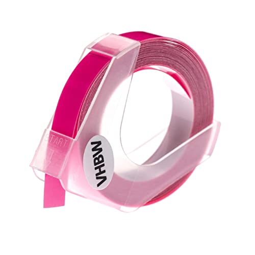 vhbw 1x 3D Prägeband-Schriftband-Kassette kompatibel mit Dymo 1610, 1575, 1595GY, 1745, 1755 Etiketten-Drucker 3m x 9mm Weiß auf Neon-Pink von vhbw