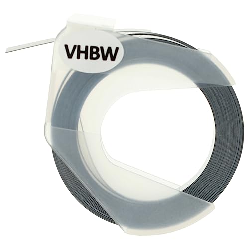 vhbw 3D Prägeband-Schriftband-Kassette kompatibel mit Typo Clic Etiketten-Drucker 9mm Weiß auf Schwarz von vhbw