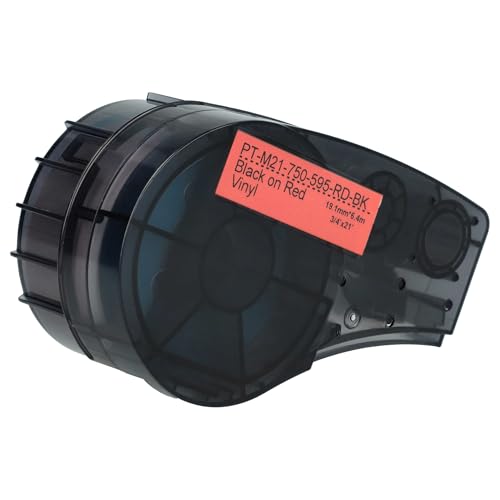 vhbw Schriftband-Kassette Ersatz für Brady M21-750-595-RD-BK, M21-750-595-RD für Etiketten-Drucker 19,05mm Schwarz auf Rot von vhbw