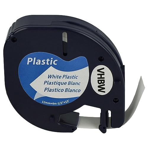 vhbw Schriftband-Kassette Plastik Ersatz für Dymo S0721660, 91221 für Etiketten-Drucker 12mm Schwarz auf Weiß, Kunststoff von vhbw