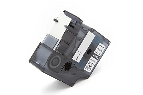 vhbw Schriftband-Kassette kompatibel mit Tyco T107M Etiketten-Drucker 19mm Schwarz auf Weiß, Vinyl von vhbw