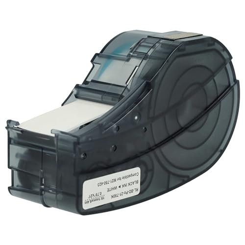 vhbw Schriftband-Kassette kompatibel mit Brady BMP21, BMP21-LAB, BMP21-PLUS, ID PAL, LABPAL Etiketten-Drucker 19,05mm Schwarz auf Weiß, Polyester von vhbw