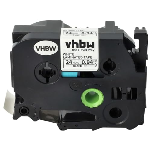 vhbw Schriftband-Kassette kompatibel mit Brother P-Touch PT-350P, PT-520, PT-530, PT-540, PT-540C, PT-580C Etiketten-Drucker 24mm Schwarz auf Weiß von vhbw