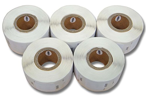 vhbw Set 5x Etiketten-Rolle 12mm x 24mm (1000 Etiketten) kompatibel mit Dymo LabelWriter 4XL, 450 Twin Turbo, 450 Turbo Etiketten-Drucker von vhbw