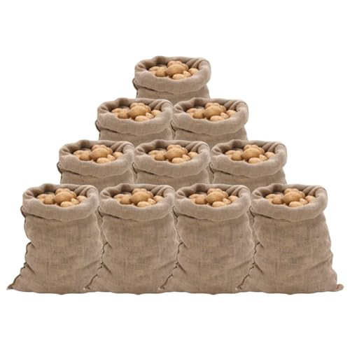 vidaXL Jutesack 10 STK., Sack für Haus Garten, Jutebeutel für Transport von Spitzen und kantigen Materialien, Kartoffelsack Jutesäckchen, 100% Jute von vidaXL