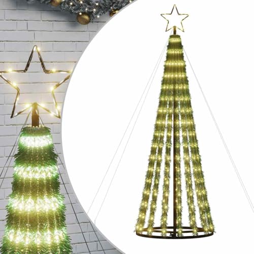 vidaXL LED Weihnachtsbaum, Beleuchtet Christbaum mit 275 LEDs, Tannenbaum Lichterbaum Kegelform mit 8 Beleuchtungsmodi, Weihnachtsbeleuchtung Weihnachtsdeko, Warmweiß 180 cm von vidaXL