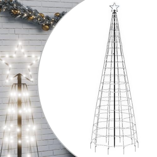 vidaXL LED Weihnachtsbaum, Beleuchtet Christbaum mit Erdspießen 570 LEDs, LED Tannenbaum mit 8 Beleuchtungsmodi, Weihnachtsbeleuchtung Weihnachtsdeko, Kaltweiß 300 cm von vidaXL